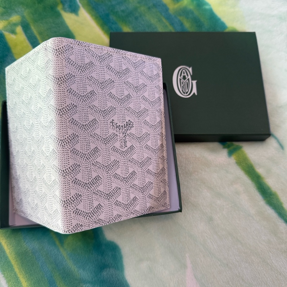 Goyard Grenelle Passport Holder White Goyardine Canvas w/ Box